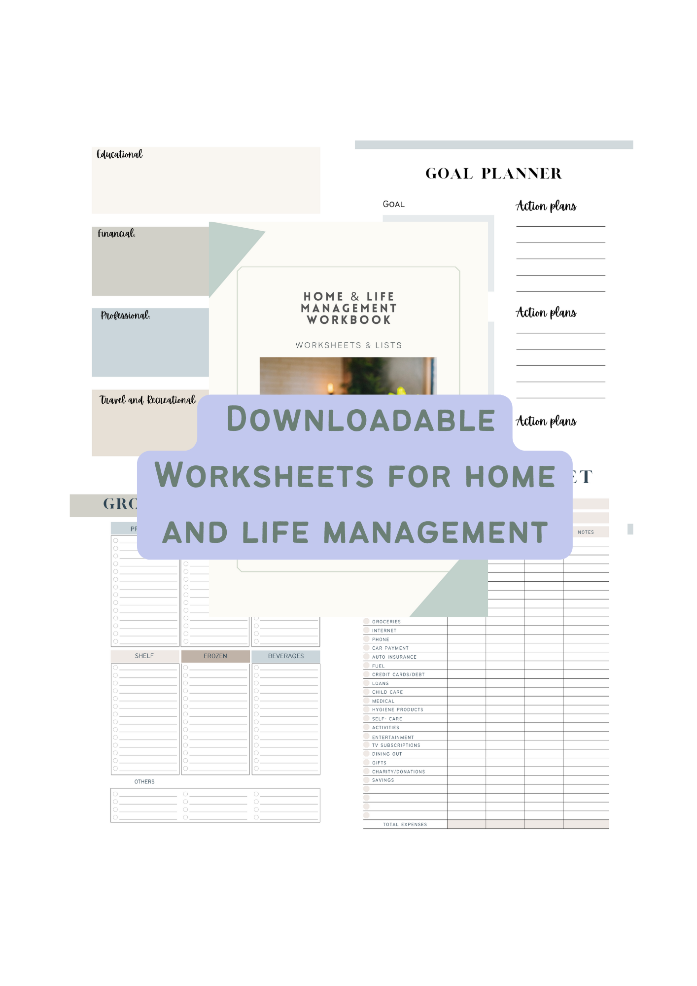 Home & Life Managment Workbook: Worksheets & Lists